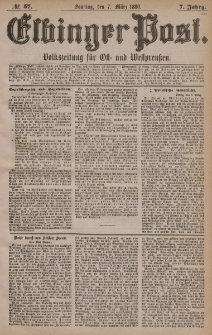 Elbinger Post, Nr. 57, Sonntag 7 März 1880, 7 Jahrg.