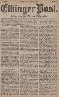 Elbinger Post, Nr. 61, Freitag 12 März 1880, 7 Jahrg.