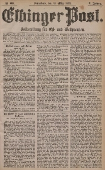 Elbinger Post, Nr. 62, Sonnabend 13 März 1880, 7 Jahrg.