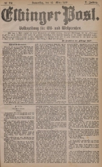 Elbinger Post, Nr. 72, Donnerstag 25 März 1880, 7 Jahrg.