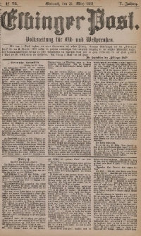 Elbinger Post, Nr. 75, Mittwoch 31 März 1880, 7 Jahrg.