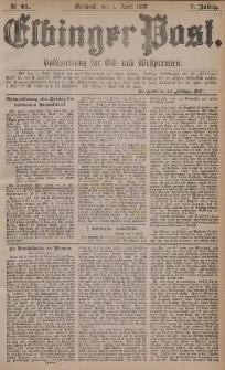 Elbinger Post, Nr. 81, Mittwoch 7 April 1880, 7 Jahrg.