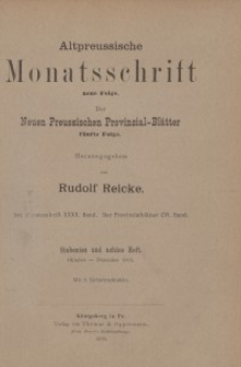 Altpreussische Monatsschrift, 1903, Oktober-Dezember, Bd. 40