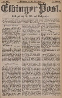 Elbinger Post, Nr. 84, Sonnabend 10 April 1880, 7 Jahrg.