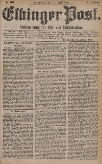 Elbinger Post, Nr. 90, Sonnabend 17 April 1880, 7 Jahrg.