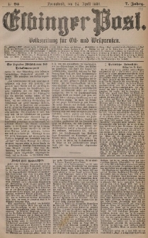 Elbinger Post, Nr. 95, Sonnabend 24 April 1880, 7 Jahrg.