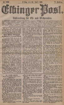 Elbinger Post, Nr. 100, Freitag 30 April 1880, 7 Jahrg.