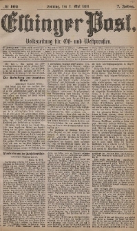Elbinger Post, Nr. 102, Sonntag 2 Mai 1880, 7 Jahrg.