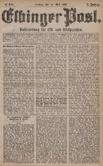 Elbinger Post, Nr. 111, Freitag 14 Mai 1880, 7 Jahrg.