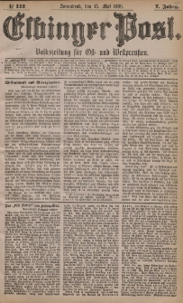 Elbinger Post, Nr. 112, Sonnabend 15 Mai 1880, 7 Jahrg.