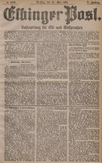 Elbinger Post, Nr. 119, Dienstag 25 Mai 1880, 7 Jahrg.