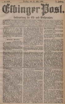 Elbinger Post, Nr. 119, Dienstag 25 Mai 1880, 7 Jahrg.