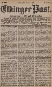 Elbinger Post, Nr. 148, Sonntag 27 Juni 1880, 7 Jahrg.