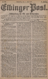 Elbinger Post, Nr. 151, Donnerstag 1 Juli 1880, 7 Jahrg.