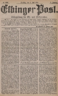 Elbinger Post, Nr. 155, Dienstag 6 Juli 1880, 7 Jahrg.