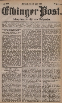 Elbinger Post, Nr. 168, Mittwoch 21 Juli 1880, 7 Jahrg.