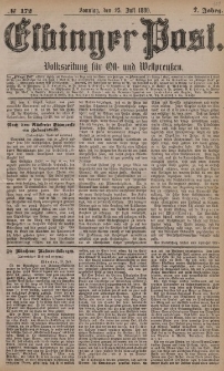 Elbinger Post, Nr. 172, Sonntag 25 Juli 1880, 7 Jahrg.