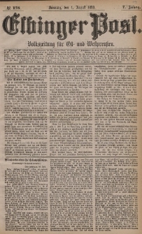 Elbinger Post, Nr. 178, Sonntag 1 August 1880, 7 Jahrg.