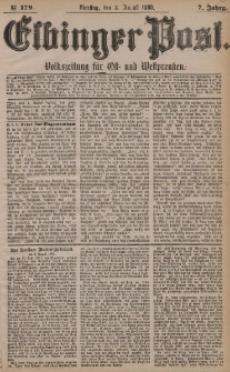 Elbinger Post, Nr. 179, Dienstag 3 August 1880, 7 Jahrg.