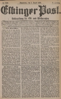 Elbinger Post, Nr. 183, Sonnabend 7 August 1880, 7 Jahrg.
