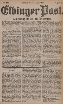 Elbinger Post, Nr. 187, Donnerstag 12 August 1880, 7 Jahrg.