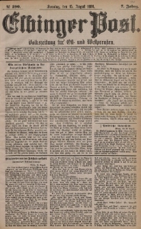 Elbinger Post, Nr. 190, Sonntag 15 August 1880, 7 Jahrg.