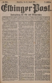 Elbinger Post, Nr. 193, Donnerstag 19 August 1880, 7 Jahrg.