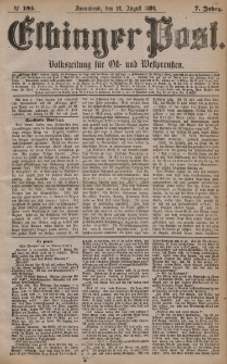 Elbinger Post, Nr. 195, Sonnabend 21 August 1880, 7 Jahrg.