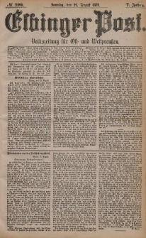 Elbinger Post, Nr. 196, Sonntag 22 August 1880, 7 Jahrg.