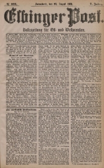 Elbinger Post, Nr. 201, Sonnabend 28 August 1880, 7 Jahrg.