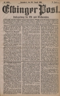 Elbinger Post, Nr. 201, Sonnabend 28 August 1880, 7 Jahrg.