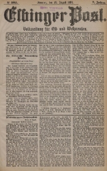 Elbinger Post, Nr. 202, Sonntag 29 August 1880, 7 Jahrg.