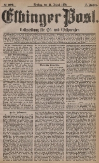 Elbinger Post, Nr. 203, Dienstag 31 August 1880, 7 Jahrg.