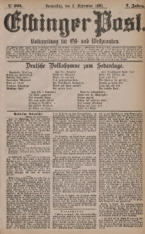 Elbinger Post, Nr. 205, Donnerstag 2 September 1880, 7 Jahrg.