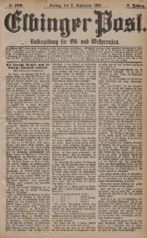 Elbinger Post, Nr. 206, Freitag 3 September 1880, 7 Jahrg.