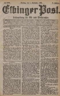 Elbinger Post, Nr. 208, Sonntag 5 September 1880, 7 Jahrg.