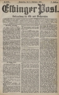 Elbinger Post, Nr. 211, Donnerstag 9 September 1880, 7 Jahrg.