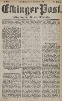 Elbinger Post, Nr. 213, Sonnabend 11 September 1880, 7 Jahrg.