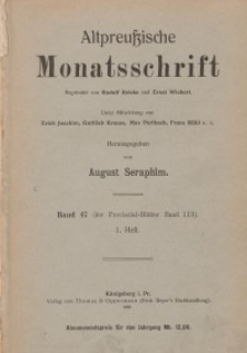 Altpreußische Monatsschrift, 1910, Bd. 47, H. 1