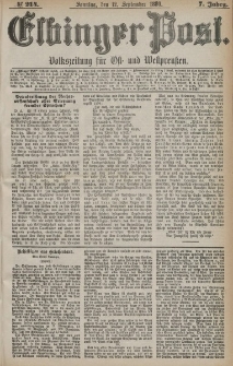 Elbinger Post, Nr. 214, Sonntag 12 September 1880, 7 Jahrg.