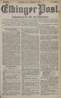 Elbinger Post, Nr. 218, Freitag 17 September 1880, 7 Jahrg.