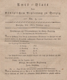 Amts-Blatt der Königlichen Regierung zu Danzig, 16. Januar 1817, Nr. 3