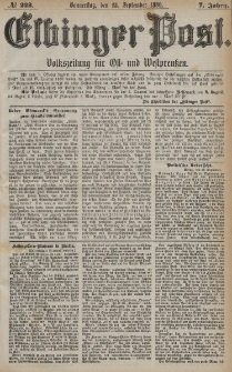 Elbinger Post, Nr. 223, Donnerstag 23 September 1880, 7 Jahrg.