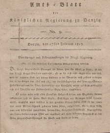 Amts-Blatt der Königlichen Regierung zu Danzig, 27. Februar 1817, Nr. 9