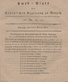 Amts-Blatt der Königlichen Regierung zu Danzig, 6. März 1817, Nr. 10