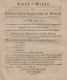 Amts-Blatt der Königlichen Regierung zu Danzig, 3. April 1817, Nr. 14