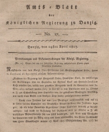 Amts-Blatt der Königlichen Regierung zu Danzig, 24. April 1817, Nr. 17