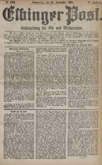 Elbinger Post, Nr. 229, Donnerstag 30 September 1880, 7 Jahrg.