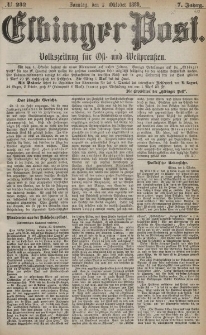 Elbinger Post, Nr. 232, Sonntag 3 Oktober 1880, 7 Jahrg.