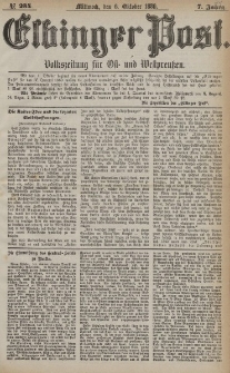 Elbinger Post, Nr. 234, Mittwoch 6 Oktober 1880, 7 Jahrg.